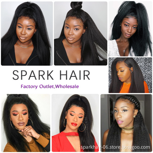 Brazilian Human Hair Kinky Straight Yaki 4X4 5X5 Hd Lace Frontal Wigs Natural Virgin Hair Transparent Lace Closure Wig Vendors